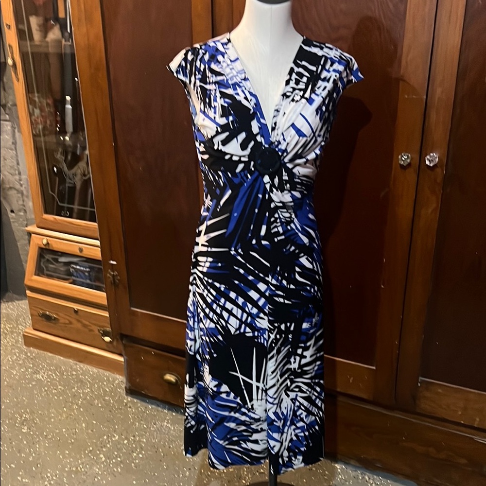 Elegant Blue and Black Women's Dress